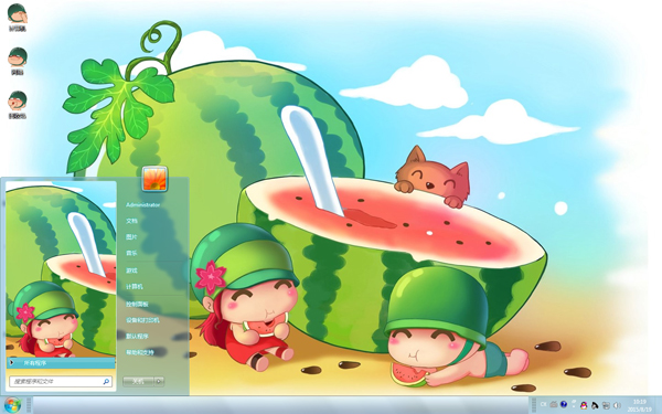 炮炮兵吃西瓜Win10主题