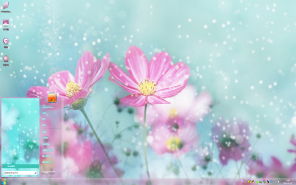 粉色花朵雪中绽放Win10主题