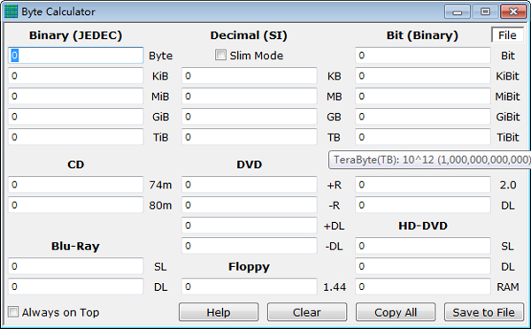 �ֽڻ�����(Byte Calculator) V0.5.0.0 ��ɫ��
