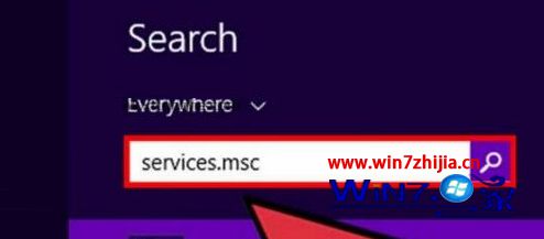 输入“services.msc”